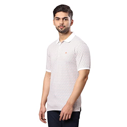 Image of Raymond Men's Pure Cotton Print Pattern Modern Fit Polo Collar Polo Neck Half Sleeve Casual T-Shirt