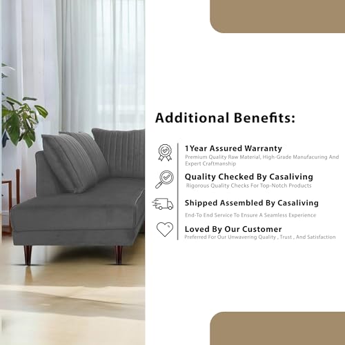 Image of Gratly LHS 4 Seater L Shape Sofa Set for Living Room (Dark Grey Colour) Premium Fabric Sofa