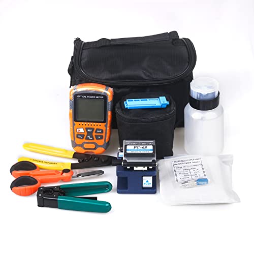 Duogalia - 4 in 1 Fiber Power Meter(-70~10dBm, Built-in 10Km VFL) and Optic Fiber Cleaver F-6S, FTTH Fiber Optic Tool Kit For CATV engineering