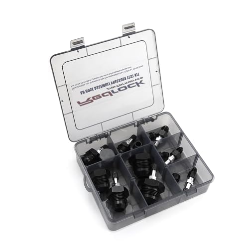 Complete An Hose Test Fitting Kit, No Additional Sealant Required, Anodized Black 3 An To -16 An Male Fittings, Ideal For Fuel, Leak Testing, Oil, Coolant Line Brake, Hydraulic System Pressure Checks