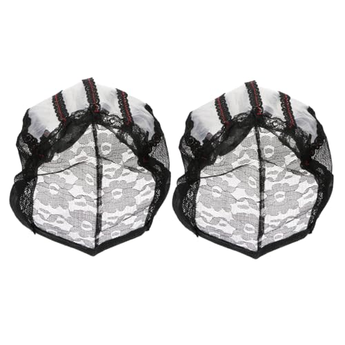 VICASKY 2pcs Wig Net Cap Wig Hairnet Breathable Adjustable Mesh Lace Wig Caps for Women Hats Hair Net Hair Cap for Wigs Black Fabric