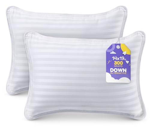 Utopia Bedding Toddler Pillow (White, 2 Pack), 14x19 Small Pillow for Kids, Soft and Breathable Cotton Blend Shell, Polyester Filling, Perfect for Toddler Bed and Travel (Intended for Age 2 and up)