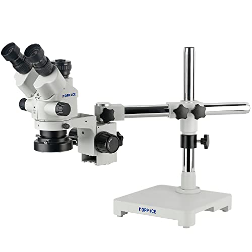 KOPPACE 3.5X-90X Trinocular Stereo Microscope Single Arm Stand Continuous Zoom Lens