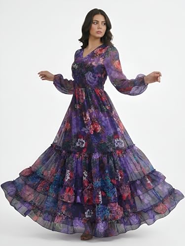 Image of GRECIILOOKS Women's Georgette Dress | Western One Piece Dress for Women Short & Long | Casual Summer Dresses for Beach & Stylish Party Gown fors Women