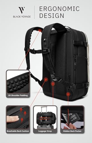 Image of BlackVoyage Vortex Vacuum Seal Travel Backpack 60L Expandable Air Compression System Water Resistant TSA Lock, Aero (Black), 60L (Air Pump Included), Aero