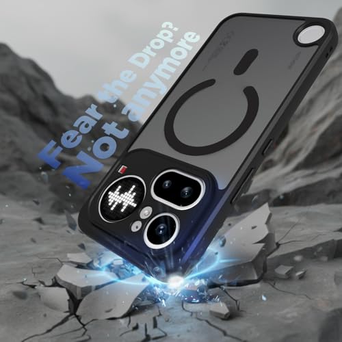 Image of RIGGEAR Shockproof Sleek Hybrid Armor Magnetic Back Cover Case Compatible with MagSafe Accessories for Nothing Phone 4a Pro 5G (Smoke Black Matte PC + Black TPU Bumper)