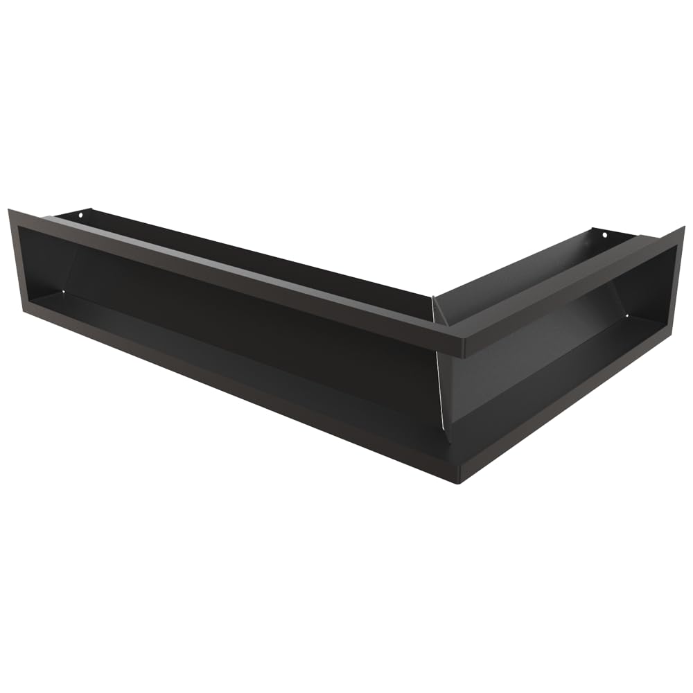 KRATKI LUFT Rejilla de ventilación angular 12x40x60 cm negra - Rejilla de ventilación angular para chimeneas y sistemas de calefacción, pintada en polvo, decorativa, para montaje en pared