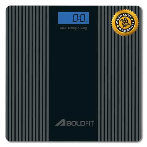 Image of Boldfit Weight Machine for Home Digital Weighing Machine for Human Body with LCD Display Max Weight Capacity 180Kgs (Batteries Not Included) - Bathroom Scale for Home