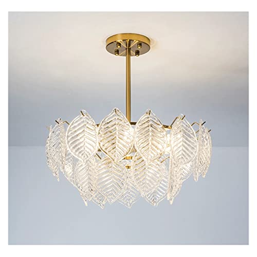 Lustre cristal feuilles haut de gamme plafonnier chic pour chambre parentale et séjour