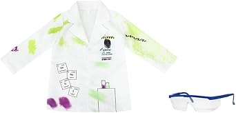 BXT Crazy Halloween Scientist Costume Role Play Outfit Scientist Cosplay Dress Up Glassess, Wig Optional Unisex for All