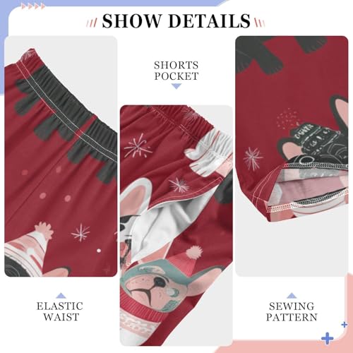 ZZXXB Happy New Year Bulldog Boys Long Pants Soft Trousers Elastic Waist Kids Lounge Bottoms with Pockets S-XL4