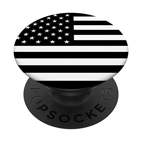 Drapeau américain en noir et blanc inspiré du patriotisme américain PopSockets PopGrip Interchangeable