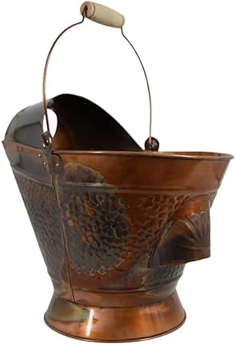 Coal Hod - Cubo de latón envejecido, atractivo decorativo, para cenizas de chimenea y estufa de pellets, fácil llenado de tolva, ligero