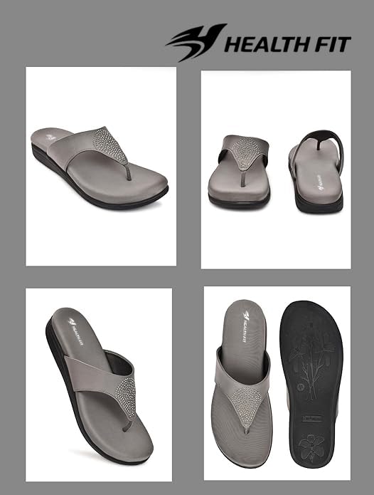 Image of HEALTH FIT EXTRA SOFT Women's Comfortable Memory Foam Doctor Slippers /Flip-Flops|Fashionable Casual & Stylish|Lightweight & Breathable|Outdoor Synthetic Casual Chappals Sandals Ladies & Girls HF21