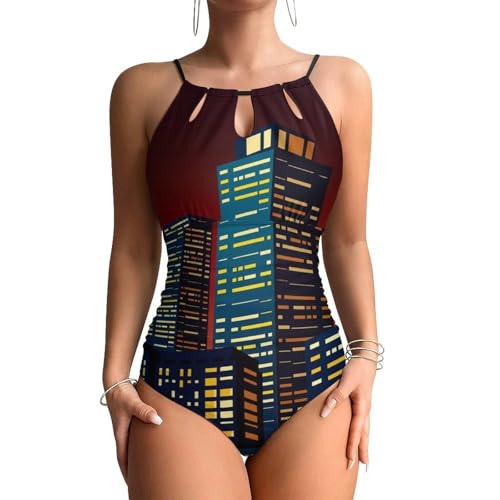 Monokini une pièce Ville noir élégant et maillot de bain beachwear