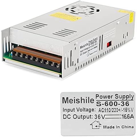 36V 16.6A 600W DC Switching Power supply Adapter PSU AC-DC 36Volt Industrial Transformer Converter 0-13/10/8/5amps Drive Sensor Monitoring System Lamp Meter Controller Electric Motor Fan SMPS 110V/220 Cover