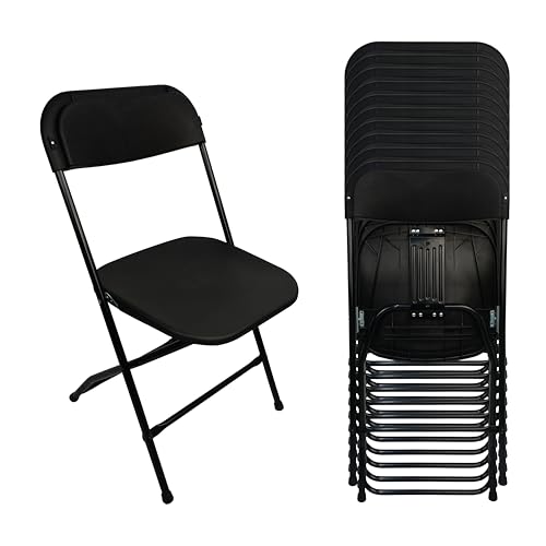 Reviews de Sillas plegables favoritos de las personas. 43 STYRKA - Set de 10 Sillas Plegables Plástico, Color Negro, Reforzadas, Portátiles para Evento, Resistentes, Ligeras, Facil Almacenamiento.