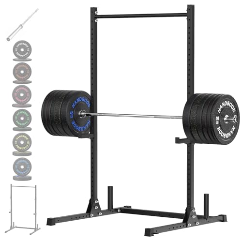 Image of HANDBODE Squat Rack, 7ft Barbell, Weight Plates Set 300 lb, Home Gym Equipment, Silver