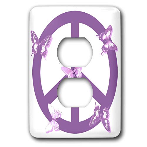 Cache-prise papillons violet interrupteur plaque décoration murale maison - 2