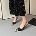 THESHY Womens Slingback High Heels Metal Pointed Toe Stiletto Heels Gems Embellished Stretch Slingback Pumps Patent Leather Fashion Party Dress Shoes for Women Black