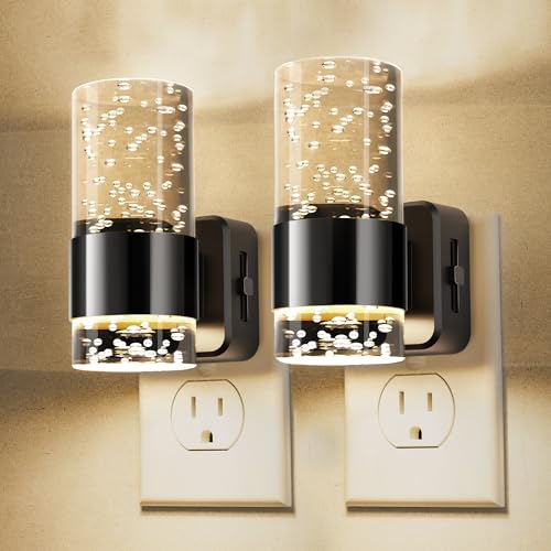 Image of L LOHAS LED Night Light,Dimmable Night Lights Plug into Wall, 2 Pack Acrylic Nightlights with 0-100 LM Adjustable Brightness, 3000K Plug in Night Light with Dusk to Dawn Sensor, for Bathroom Hallway
