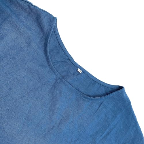 Dresses for Women 2024 Summer Cotton Linen Solid Gauze Dress Loose Casual Beach Vacation Flowy Midi Dress with Pockets3