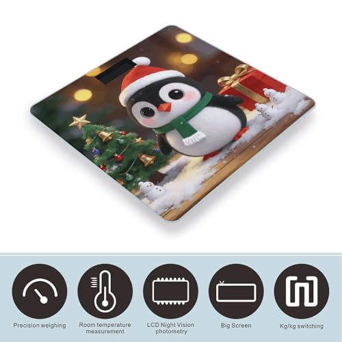 Báscula digital de baño con diseño de pingüino navideño miniatura 3