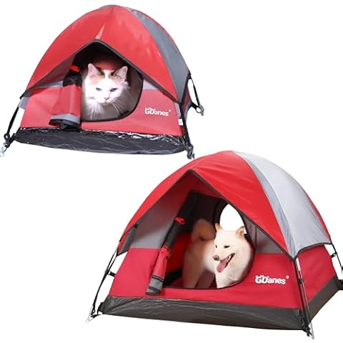 Red Dog Tent, Cat Tent, Portable Indoor/Outdoor Pet House, Dog Bed with Soft Pad Cover
