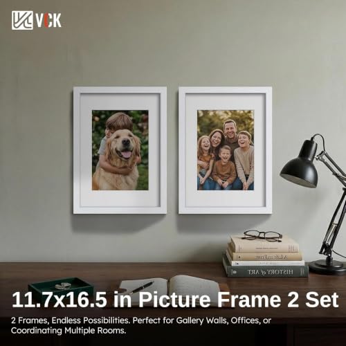 Image of VCK A3 Frame 2 Pack, White Wood, A4 Mat, Glass, for Picture, Poster, Art