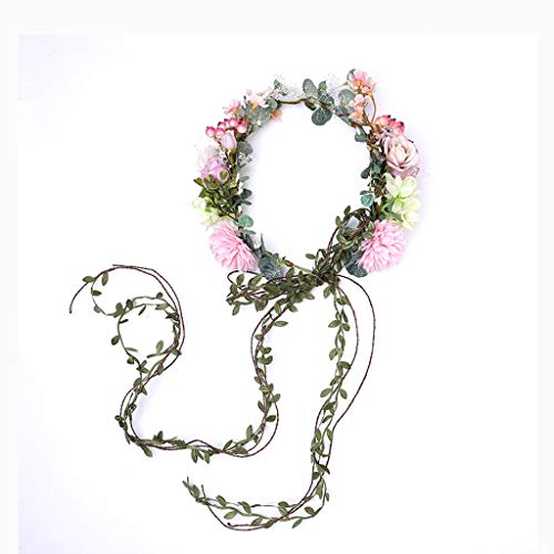 ZGP &Headdress Crown Flower Wreath Flowers Headband Crown Corolla Wedding Bride Festival Headwear Accessories floral garland (Color : A)