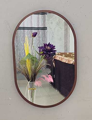 Image of Metal Frame Shape Capsule Wall Mirror Royal Mirror Home Decorative Mirror Modern Mirror Living Room Mirror Wall Mirror Bathroom Mirror Size 16x24 inches Color Copper MF 61