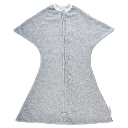 Image of SleepingBaby Zipadee-Zip Transition Swaddle - Fleece Baby Swaddling Blanket with Zipper - Heather Grey, X-Small (3-6 Month)