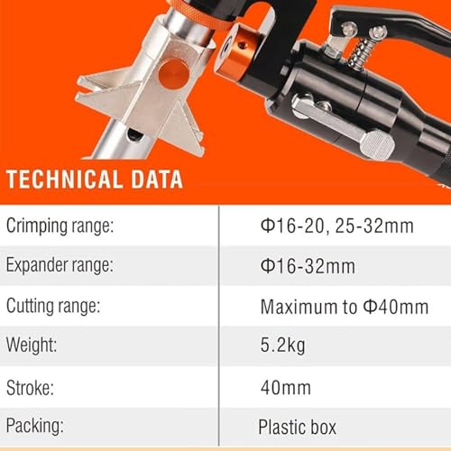 Herramientas hidráulicas de sujeción de tuberías, herramientas de crimpado de tuberías PEX para tuberías PEX de 16-32 mm y tuberías multicapa de 16-25 mm