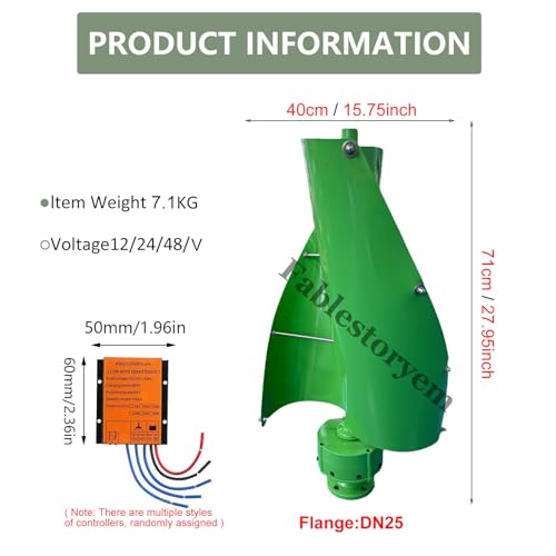 Fablestoryem 12000W Vertical Wind Power Turbine Generator Kit,12V/24V/48V Portable Maglev Wind Turbine Generator with Charge Controller for Boats Cabins Mobile Homes,B-24V