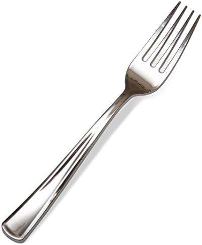 Silver Plastic Forks Premium Quality Disposable Silverware Polished, Cutlery Perfect Heavy Duty Flatware for Parties, Weddings, and Catering Events Heavy Duty Utensils (200)