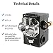 OAMCE Air Compressor Pressure Switch Replacement LF10-4H with 95-125 PSI Range and 20A Rating, 4-Port