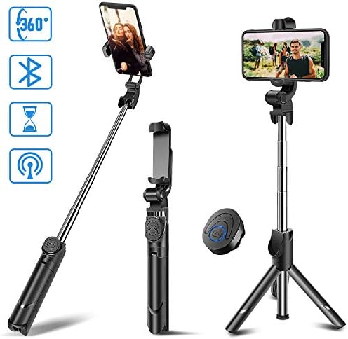 Selfie Stick Tripod, FoPcc Bluetooth Extendable Selfie Stick with Wireless Remote Shutter and Integrated Tripod Stand Selfie Stick for iPhone Xs/X/iPhone 8/8 Plus/iPhone 7/7 Plus, Galaxy S9/S8, More