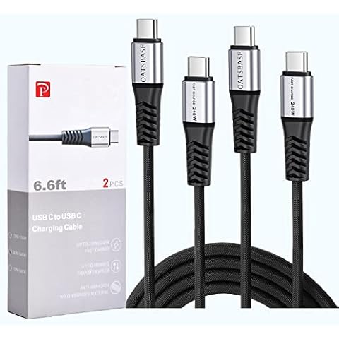 240W USB C Cable, 2 Pack USB C to USB C Cable Fast Charging, Xuenair Long USB C Cable 6ft Braided USB-C Cable Type C to Type C Cable Cord for MacBook ipad Samsung Google Switch Phone Cover