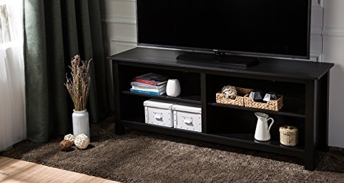 Rockpoint Plymouth Wood TV Stand Storage Console, 58", Midnight Black - Thumbnail 4