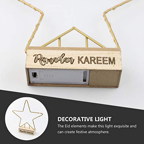 Amosfun Eid Mubarak Luz Noturna Decorativo CONDUZIU a Lâmpada Da Arte Luz De Ferro Forjado Com Base