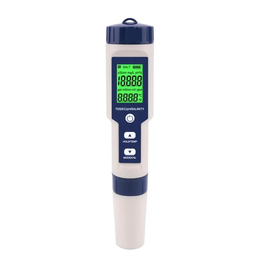 5 in 1 TDS/EC/PH/Temperature Meter Digital Water Quality Monitor Tester for Pools, Drinking Water, Aquariums(200A)