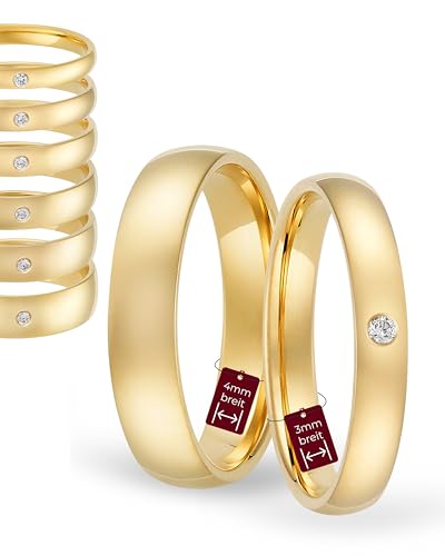 123traumringe Eheringe Gelbgold 333 – Damen-Ring mit Brillant 3 mm & Herren-Ring 4 mm | Trauringe & Partnerringe für Hochzeit, Verlobung & Jahrestag | Klassische Goldringe Made in Germany 123traumringe Eheringe Gelbgold 333 – Damen-Ring mit Brillant 3 mm & Herren-Ring 4 mm | Trauringe & Partnerringe für Hochzeit, Verlobung & Jahrestag | Klassische Goldringe Made in Germany