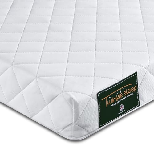 TWINKLE SLEEP Hypoallergenic Baby Cot Mattress - 120 X 60 X 10 CM | Eco-Friendly, Temperature Regulating & UK Made | Durable | Universal Fit | Soft Kidtech Cover | Allergy-Free | Suitable 0-48 Months