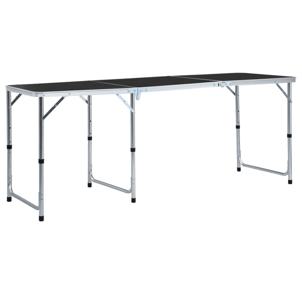 Table de camping pliable légère en aluminium gris résistant 180 cm