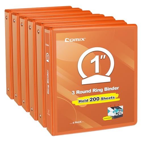 COMIX Sturdy 1 Inch 3 Ring Binder with Clear View Cover