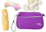 DURAGADGET Estuche/Neceser De Neopreno Morado para Guardar Sus Accesorios para La Playa/Piscina/Nieve + Correa De Mano