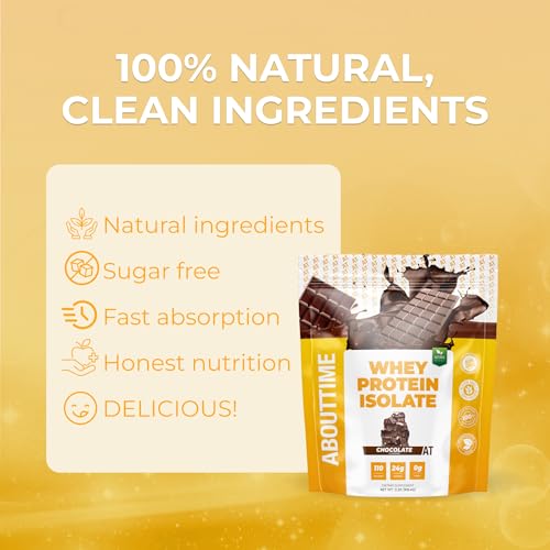 Image of About Time Whey Protein Isolate Powder 24g Chocolate, Natural Ingredients, Non-GMO, Gluten-Free, Lactose-Free, Zero Sugar, Low Carb, 32 Servings