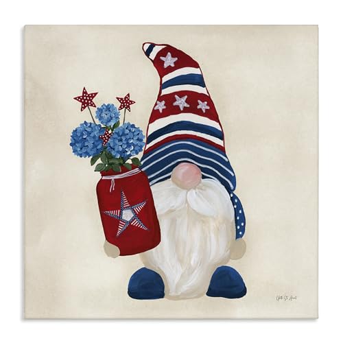 Stupell Industries Americana Gnome Floral, 17 x 17 Inch Canvas Wall Art