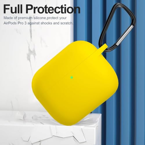 Image of New Soft Silicone Case Compatible with Apple AirPods Pro 3 Generation (2025) Protective Silicone 360 Full Protection Dust-Proof Shockproof Case Cover with Hook (Cover Only) (Yellow)