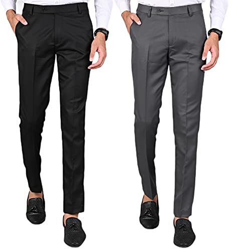 Image of Formal Pants for Men | Men's Slim fit Formal Pant Combo | Non Stretchable Trouser | Office wear Trousers